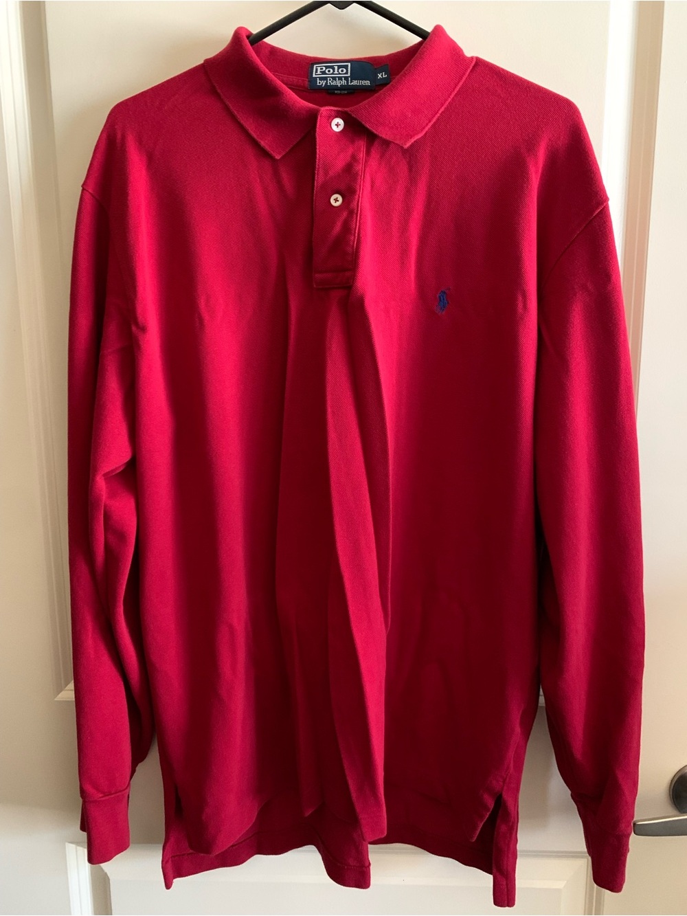 Ralph Lauren Men's Long Sleeve Polo in Red with Blue Pony - Picture 1 of 5